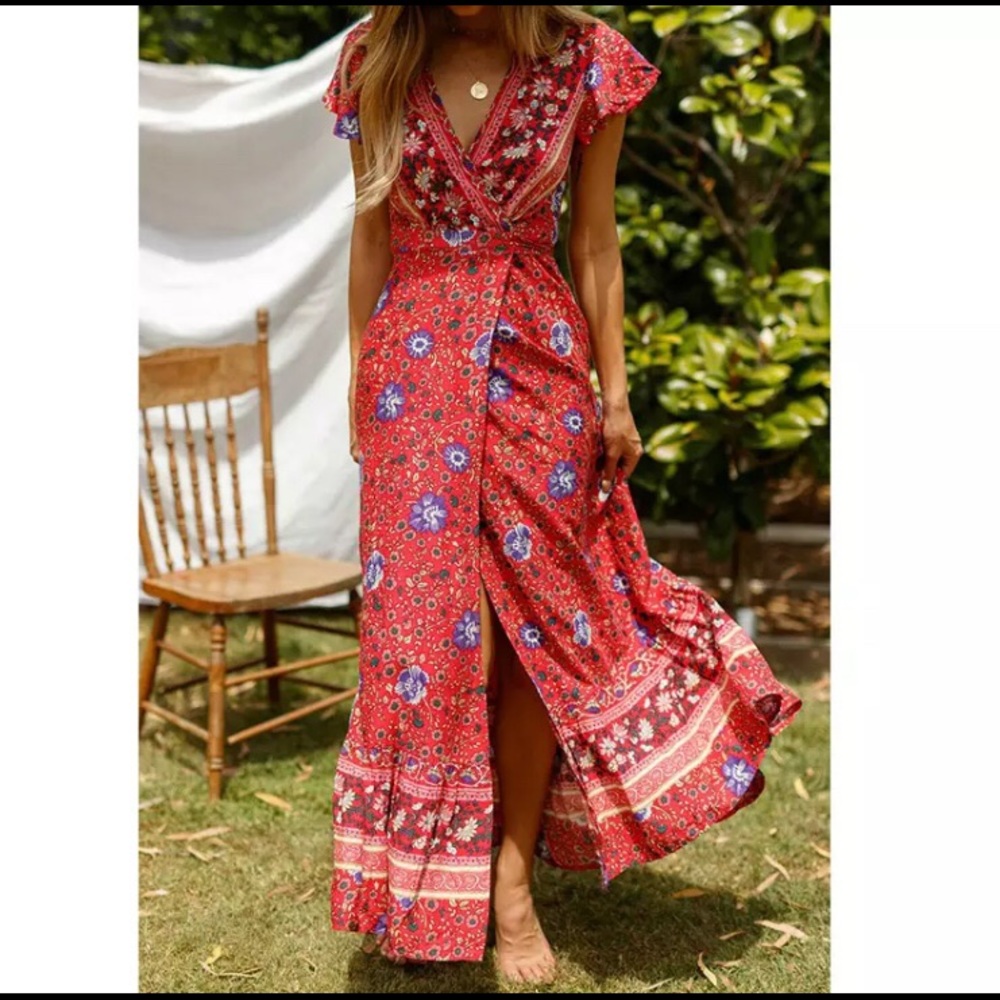 ❌SOLD❌BOHO WRAP DRESS - Picture 3 of 8
